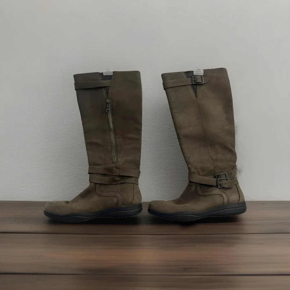 Columbia Boots Women's Brown Leather Waterproof Knee High Jessa Riding Pull On 8